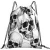 Dusviba Zaino con coulisse con motivo teschio vintage | Borsa da palestra leggera in poliestere resistente all'acqua per sport, viaggi, scuola, yoga, spiaggia, shopping