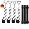 Best For Home Set di 4 ancoraggi a terra per trampolino elastico, con cinghie XXL, antiruggine, extra forti, 8 mm, in acciaio, per tende, gazebo, strutture da giardino