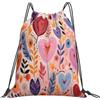 Dusviba Zaino con coulisse e foglie a forma di cuore | Borsa da palestra leggera in poliestere resistente all'acqua per sport, viaggi, scuola, yoga, spiaggia, shopping