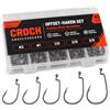 Croch Set di ami offset, 45 pezzi in 5 misure #2, #1, 1/0, 2/0, 3/0, per ami Dropshot, ami Cheburashka, esche in gomma, Texas Rig e Carolina Rig, persico, lucioperca, luccio