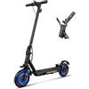 Tysqum Monopattino Elettrico per Adulti, Nero, Alluminio, 25 km/h, Autonomia 25-30 km, Ruote 10 Pollici Antiforatura, Doppia Sospensione, Pieghevole, Portata 120 kg
