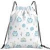 Dusviba Cute Frog Lotus Zaino con coulisse | Borsa da palestra leggera in poliestere resistente all'acqua per sport, viaggi, scuola, yoga, spiaggia, shopping