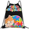 Dusviba Zainetto con coulisse a forma di gatto per la consap | Borsa da palestra leggera in poliestere resistente all'acqua per sport, viaggi, scuola, yoga, spiaggia, shopping