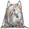 Dusviba Zaino con coulisse a forma di farfalla con cavallo e pittura | Borsa da palestra leggera in poliestere resistente all'acqua per sport, viaggi, scuola, yoga, spiaggia, shopping