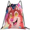 Dusviba Zaino con coulisse a forma di lupo con arcobaleno | Borsa da palestra leggera in poliestere resistente all'acqua per sport, viaggi, scuola, yoga, spiaggia, shopping