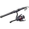 aqxreight 180 Cm/210 Cm/240/270 Canna da Pesca Telescopica Mulinello Combinato Set Attrezzatura da Pesca Accessori Asta Telescopica Portatile Conveniente Trasportare Duro Rende il Materiale a (180