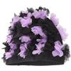 TOYANDONA Cuffia da Nuoto Floreale Retrò Donna, Turbante lungo Chioma | Nylon, Fascia Interna in Silicone Antiscivolo, Bordo Ampio, per Nuoto e Immersione, Nero Viola
