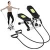 GYMAX Mini stepper per esercizi, macchina portatile per allenamento | Con bande di resistenza, monitor LCD e pedali regolabili in altezza, macchina compatta sotto la scrivania per l'allenamento a