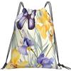 Dusviba Zaino con coulisse con fiori e farfalle ad acquerello | Borsa da palestra leggera in poliestere resistente all'acqua per sport, viaggi, scuola, yoga, spiaggia, shopping