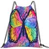 Dusviba Zaino con coulisse arcobaleno farfalla arte astratta | Borsa da palestra leggera in poliestere resistente all'acqua per sport, viaggi, scuola, yoga, spiaggia, shopping