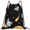 Dusviba Zaino con coulisse e motivo astronauta spaziale con graffiti | Borsa da palestra leggera in poliestere resistente all'acqua per sport, viaggi, scuola, yoga, spiaggia, shopping