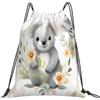 Dusviba Zaino con coulisse Koala floreale carino acquerello | Borsa da palestra leggera in poliestere resistente all'acqua per sport, viaggi, scuola, yoga, spiaggia, shopping