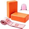 Hellery Blocco Pilates con Cinghia Elastico Bordi Smussati Ergonomici, Set da Pilates con Cinghia, per Palestra, Principianti, Arancione