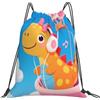 Dusviba Zaino con coulisse e palloncino cielo dinosauro cartone animato | Borsa da palestra leggera in poliestere resistente all'acqua per sport, viaggi, scuola, yoga, spiaggia, shopping