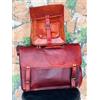 Fatto a mano Borsa pelle di Capra Laptop Messenger Uomo Marrone Vintage Valigetta Free I Paid