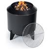 Relaxdays Braciere senza fumo, 2 in 1 con griglia, acciaio, nero | HxØ: 46x52 cm, smaltato, focolare a bassa emissione
