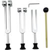 Marinada Set di 4 diapason (128 Hz, 256 Hz, 512 Hz) con martello per accordatura e vibrazione, con base, argento