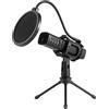 Comtex COMETX Microfono a condensatore cardioide USB Microfono a condensatore cardioide Microfono a condensatore cardioide con supporto per treppiede Filtro pop Supporto antiurto per gaming Streaming