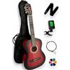 AMROVA Pack Chitarra Classica 3/4 Bambino per Mancino (da 9 a 12 anni) 10 Accessori Corte Video e CD (Rosso)