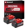 Einhell Original 2 x PXC Batteries 18 V - 5.2 Ah Plus | Set da 2 batterie | 1260 W | PXC | Li-Ion | ABS | Indicatore LED | senza caricabatterie