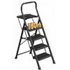SONGMICS Scala in Acciaio, Scaletta Sgabello Pieghevole a 4 Gradini, Portata Massima 150 kg, per Casa, Ufficio, Giardino, 84 x 45,5 x 145,2 cm, Nero GSL204BZ01