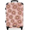 NoBoringSuitcases.com NoBoringSuitcases© Valigia Media Trolley Medio Viaggio Rigido Leggero 4 | 67x43x25 cm - Ruote Valigie Stiva Dimensioni M Leggera Bagaglio Suitcase Gerbere - Fiori - Rosa