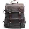 Eysee Zaino uomini tela con pelle vintage - zaino laptop per 15 pollici laptop borsa scuola borsa da viaggio
