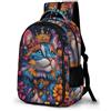 WECECE Zainetto Cat Print Ragazzo 13 Anni Zaino per Computer Animal Kitten Motif Studenti Classe 7-9 Cartella Scolastica Resistente Comodo Viaggio Uso Quotidiano Bookbag