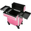 yunaoii Valigetta cosmetica professionale con manico telescopico, una versatile valigetta cosmetica con due ripiani pieghevoli e quattro ruote, portata fino a 8 kg, adatta per truccatori, parrucchieri e altri