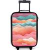 NoBoringSuitcases.com NoBoringSuitcases© Valigia Per Bambini Compatto Bagaglio Ultraleggero | 48x31x19 cm - Trolley A Mano Rigidi LED Ruote Valigie Bimbi - Ragazze - Onde - Astratto