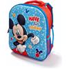MUNTRADE Zaino 3D Mickey Mouse blu per bambini con chiusura a cerniera | Per asilo, escursioni e viaggi, design Have Fun Today