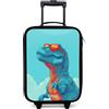 NoBoringSuitcases.com NoBoringSuitcases© Valigia Per Bambini Compatto Bagaglio Ultraleggero | 48x31x19 cm - Trolley A Mano Rigidi LED Ruote Valigie Neonato - Ragazzo - Dino - Occhiali da sole - Blu
