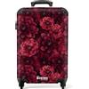 NoBoringSuitcases.com NoBoringSuitcases© Valigia Cabina Trolley Da Viaggio Bagaglio A Mano Aereo | 55x35x20 cm - Rigido Leggerissimo 4 Ruote Valigie Leggera Luggage Dalie - Fiori - Rosso