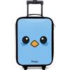 NoBoringSuitcases.com NoBoringSuitcases© Valigia Per Bambini Compatto Bagaglio Ultraleggero | 48x31x19 cm - Trolley A Mano Rigidi LED Ruote Valigie Bimbi - Ragazzo - Kawai - Uccello - Blu