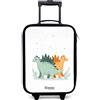 NoBoringSuitcases.com NoBoringSuitcases© Valigia Per Bambini Compatto Bagaglio Ultraleggero | 48x31x19 cm - Trolley A Mano Rigidi LED Ruote Da Viaggio - Ragazzo - Dino - Stelle - Bianche