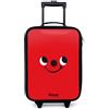 NoBoringSuitcases.com® x Henry Valigia Per Bambini Compatto 48x31x19 cm Bagaglio Ultraleggero Trolley A Mano Rigidi LED Ruote Valigie Neonato - Ragazzo - Rosso - Aspirapolvere