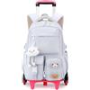 FANDARE Zaino Rotante con ciondolo in peluche zaino scolastico con 6 ruote | 2 in 1 Zaini Trolley Scuola Cartelle per bambini adolescenti studenti Media Elementare Viaggi per 15.6 inch laptop Blu