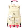 FANDARE Zaino Rotante con ciondolo in peluche zaino scolastico con 6 ruote | 2 in 1 Zaini Trolley Scuola Cartelle per bambini adolescenti studenti Media Elementare Viaggi per 15.6 inch laptop Giallo