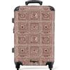 NoBoringSuitcases.com NoBoringSuitcases© Valigia Media Trolley Medio Viaggio Rigido Leggero 4 | 67x43x25 cm - Ruote Valigie Stiva Dimensioni M Leggera Bagaglio Suitcase Geometrico - Motivo - Rosso