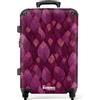 NoBoringSuitcases.com NoBoringSuitcases© Valigia Media Rigida Trolley Medio Viaggio Aereo 4 Ruote | 67x43x25 cm - Valigie Leggere Stiva M Trolly Bagaglio Luggage Foglie - Motivo - Borgogna