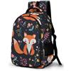 WECECE Zainetto Cute Fox Illustration Studenti 12 Anni Zaino per Computer Animal Pattern Bambine Classe 4-6 Borsa Scolastica Moderno Resistente Scuola e Tempo Libero Daypack