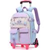 Tanou Zaino Scuola con Trolley per Ragazze per la Scuola Elementare | Zaino Rotelle Bambina alla Moda, Staccabile Zaini Elementari con 6 Ruote, Mittelgroße, Blu