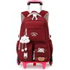 FANDARE Zaino Rotante con ciondolo in peluche zaino scolastico con 6 ruote | 2 in 1 Zaini Trolley Scuola Cartelle per bambini adolescenti studenti Media Elementare Viaggi per 15.6 inch laptop Rosso