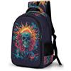 WECECE Zaino Scuola Skeleton Flowers Studenti 11-14 Anni Borsa Scolastica Skull Theme Ragazzi Classe 6-8 Cartella Scolastica Durable Comodo Scuola e Tempo Libero Bookbag