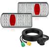AOHEWEI Kit luci posteriori per rimorchio 12V 24V, Indicatori di direzione impermeabili Freno Coda Riflettore retromarcia con spina 13 pin Cavo 5 fili lungo 5,5 m per Caravan Camion Furgone Trattore