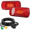 AOHEWEI Kit luci posteriori per rimorchio 12V/24V Indicatore di direzione Freno Posteriore Retromarcia antinebbia con spina a 13 pin Cavo lungo 5,5m a 5 conduttori per camion Caravan Furgone