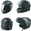 A-PRO Casco Modulare Apribile Moto Touring Sport Visiera Parasole Nero Opaco L
