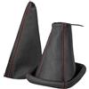 L & P Car Design Cuffia cambio e Freno a mano compatibile con Opel Corsa C 2000-2006 - nero rosso - vera pelle - leva cambio manuale - (A104-9)