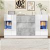 Generic Madia con 2 ante e 3 cassetti cassettiera con illuminazione a LED mobile buffet frontali lucidi e effetto marmo grigio mobile 140 x 35 x 75 cm bianco