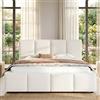 SACOOL Letto imbottito, 180 x 200 cm, letto matrimoniale con rete a doghe, testiera imbottita, beige bouclé